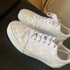 White Checkered Vans